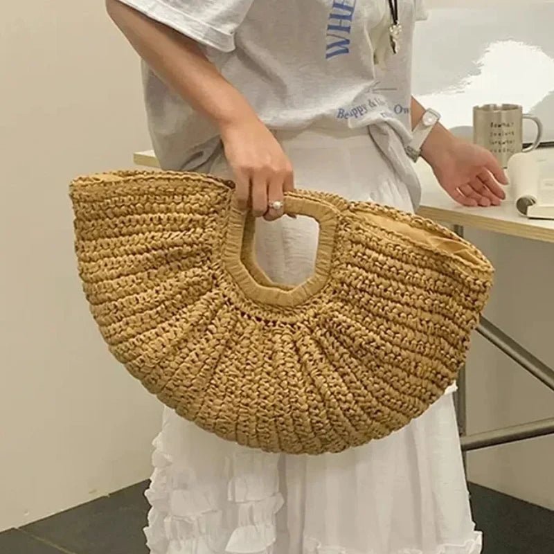 Women’s Woven Straw Handbag – Large Capacity Beach & Travel Purse - SMARTMARTNZ