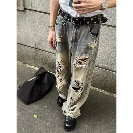 Y2K Vintage Washed Straight Leg Jeans – Unisex Hip - Hop Street Style Casual Pants - SMARTMARTNZ