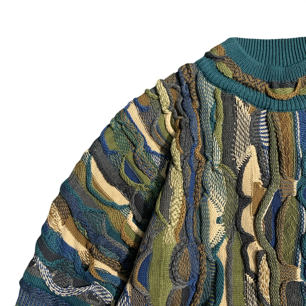 Heavy Industry Bitter Gourd Pattern Jacquard Three-dimensional Wave Retro Pullover Sweater Men