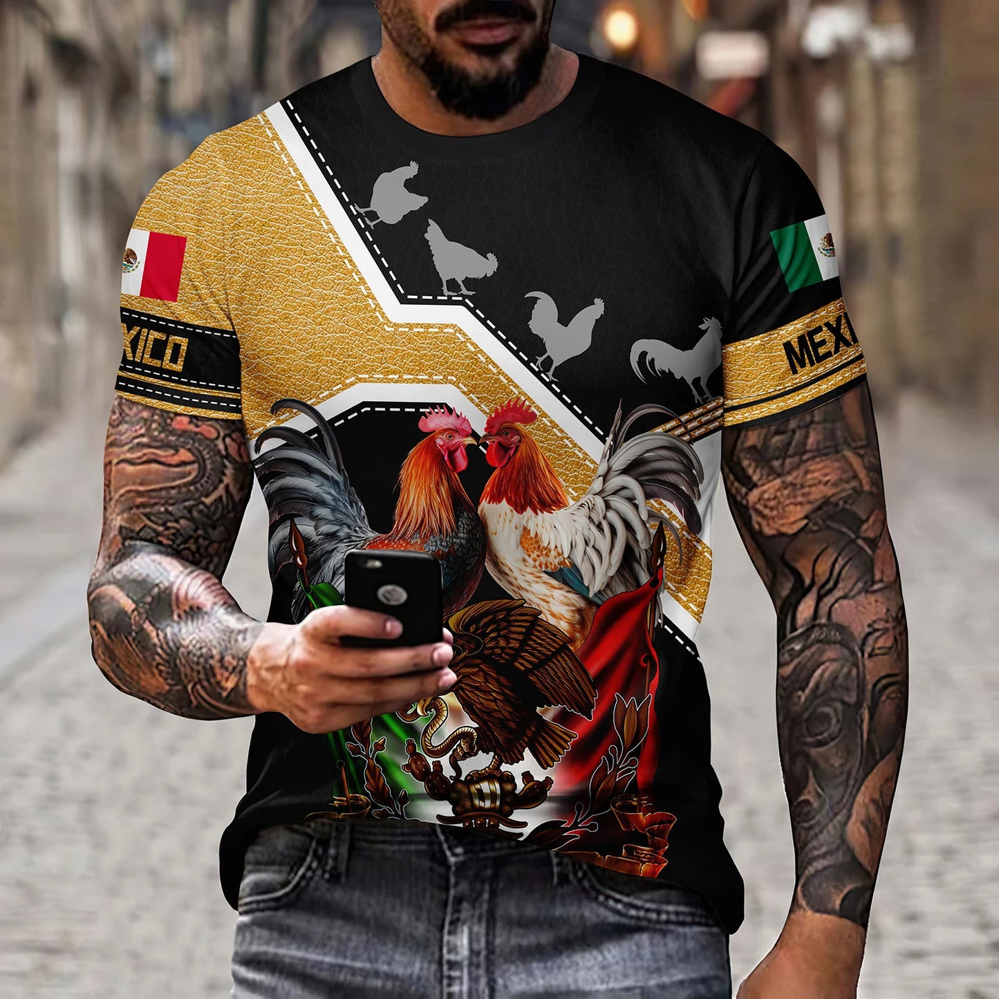 Eagle And Snake T-shirt Loose Round Neck