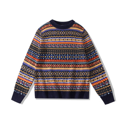 British Retro Crew Neck Pullover Sweater