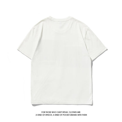 Summer Japanese T-Shirt Men's Short Sleeve Pure Cotton
