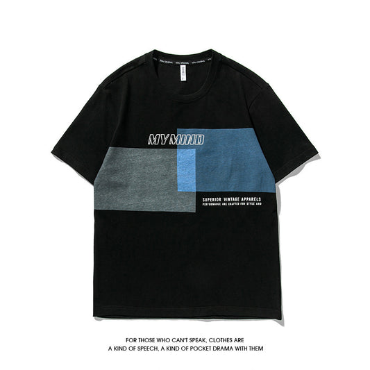 Summer Japanese T-Shirt Men's Short Sleeve Pure Cotton