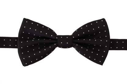 Dolce & Gabbana Black White Polka Dot 100% Silk Neck Papillon Tie