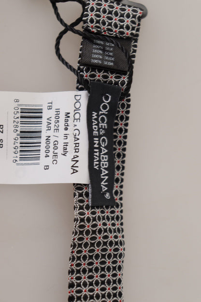 Dolce & Gabbana Black White Flower Pattern Silk Neck Papillon Tie
