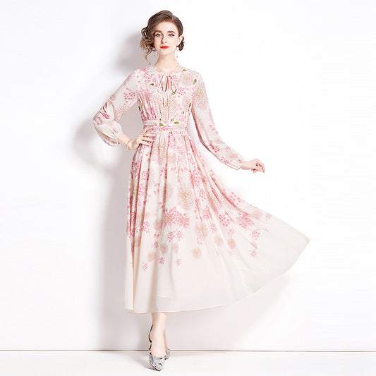 Large Swing Princess Style Printed Long Fashion Dress