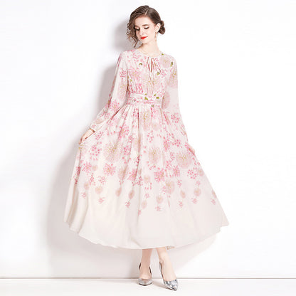 Large Swing Princess Style Printed Long Fashion Dress