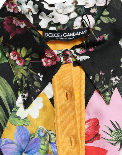 Dolce & Gabbana Multicolor Patchwork Cashmere Henley Sweater