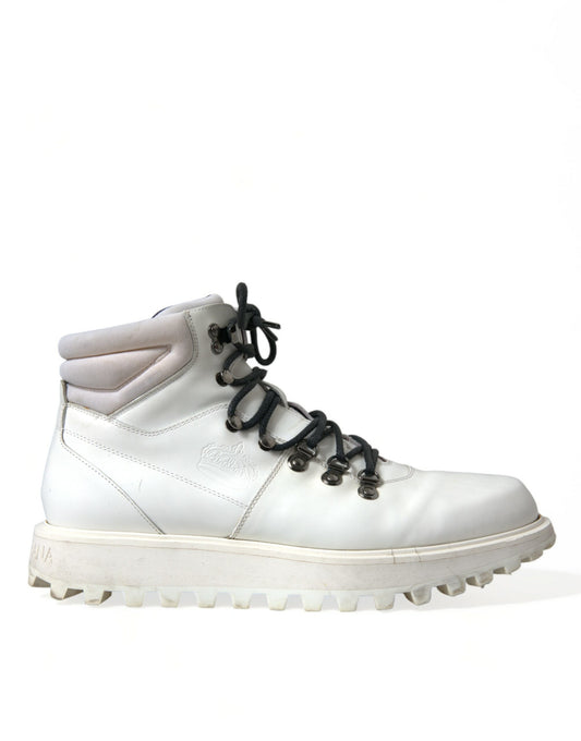 Dolce & Gabbana White Vulcano Trekking Ankle Boots Shoes