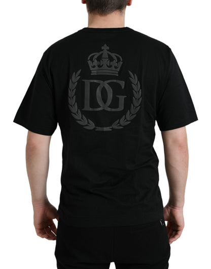 Dolce & Gabbana Black Logo Embossed Crew Neck Short Sleeves T-shirt