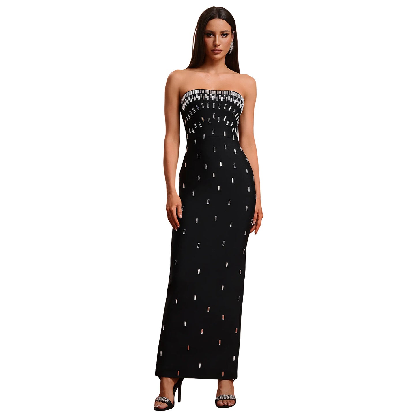 European And American Fashion Women's Wear Sexy Tube Top High-end Hot Drilling Backless Dress