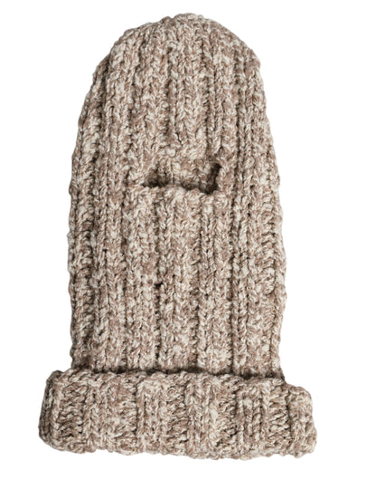 Dolce & Gabbana Beige Wool Knitted Ski Mask Balaclava Hat