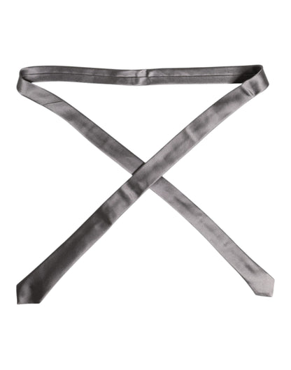 Dolce & Gabbana Metallic Silver Silk Adjustable Necktie Tie