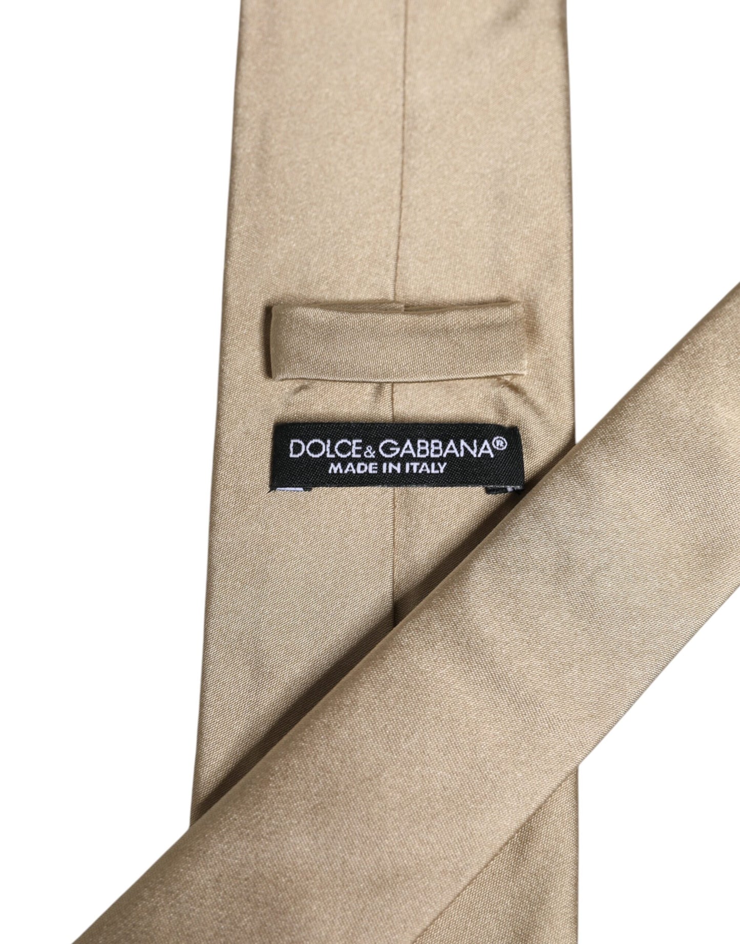 Dolce & Gabbana Beige Solid Silk Adjustable Necktie Tie