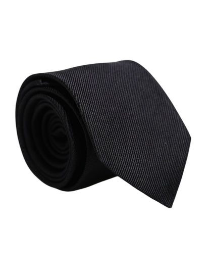 Dolce & Gabbana Black Solid Silk Adjustable Necktie Tie