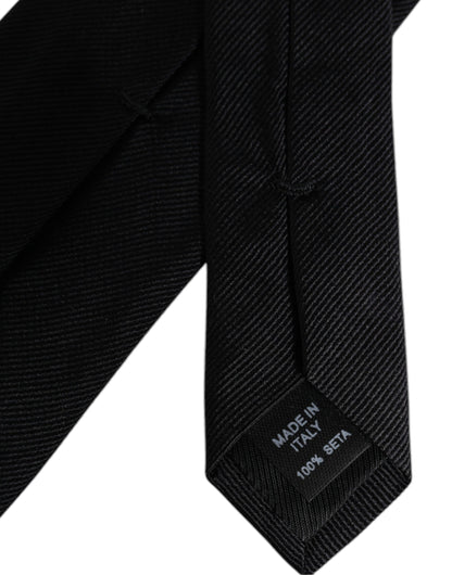 Dolce & Gabbana Black Solid Silk Adjustable Necktie Tie