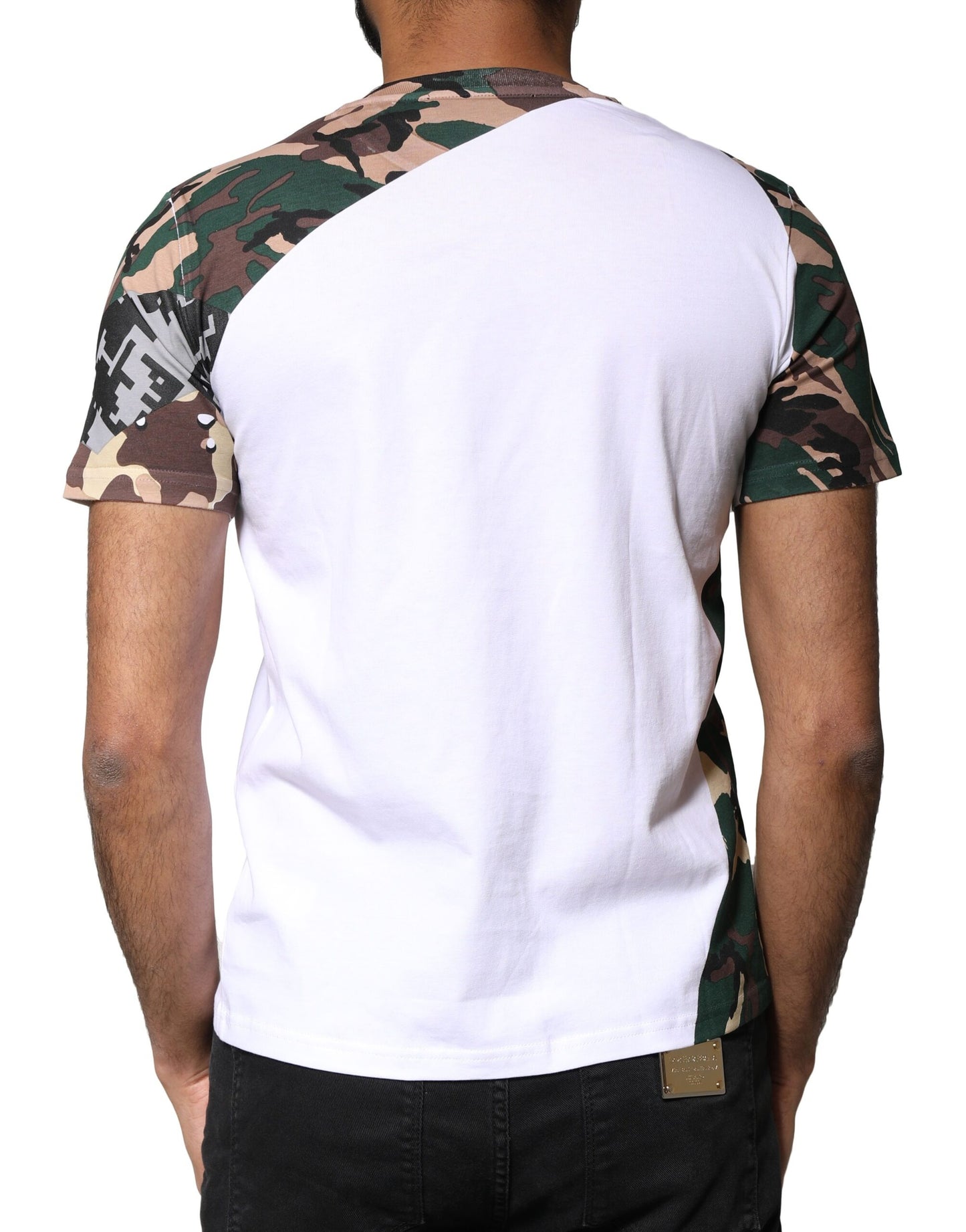 Dolce & Gabbana White Camouflage Stars Crew Neck T-shirt