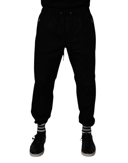 Dolce & Gabbana Black Cotton Men Jogger Sweatpants Pants