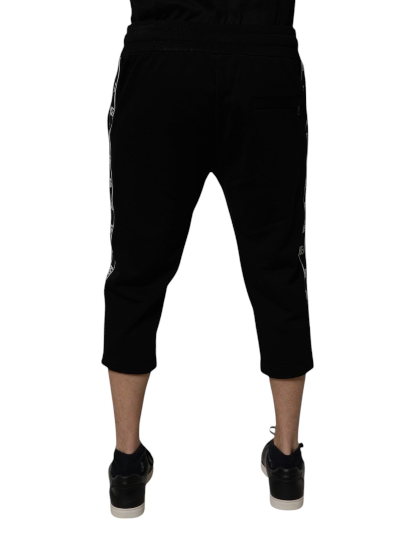 Dolce & Gabbana Black Cotton Blend Cropped Sweatpants Pants