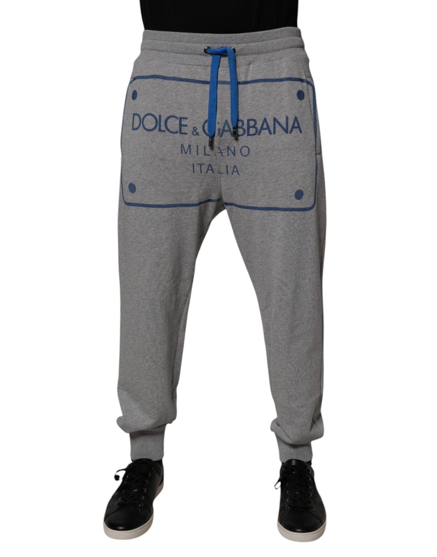 Dolce & Gabbana Gray Logo Cotton Men Jogger Sweatpants Pants