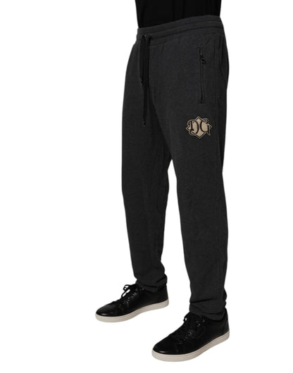 Dolce & Gabbana Dark Gray Logo Cotton Jogger Sweatpants Pants