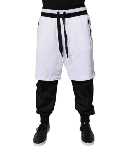 Dolce & Gabbana Black White Cotton Layered Sweatpants Pants