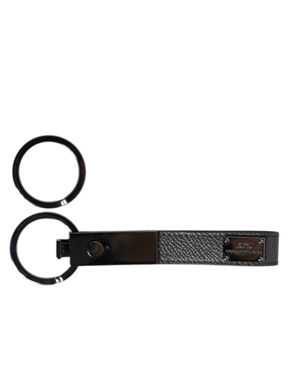 Dolce & Gabbana Brown Leather DG Plaque Double Keyring Holder Keychain
