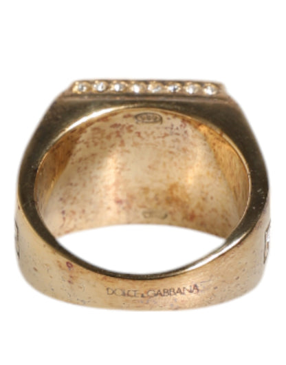 Dolce & Gabbana Gold Tone Sterling Silver 925 Crystals Ring