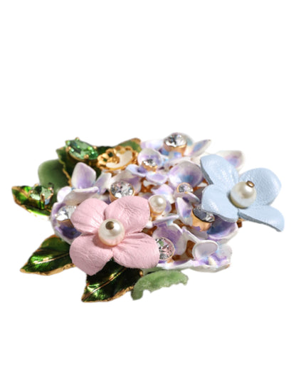 Dolce & Gabbana Multicolor Floral Crystals Pearls Enamel Accents Brooch