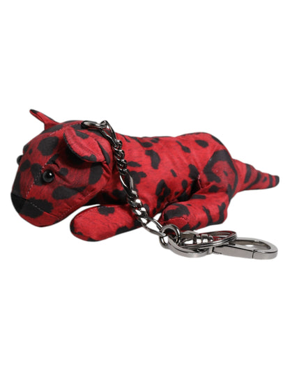 Dolce & Gabbana Red Black Polyester Animal Silhouette Keychain Keyring
