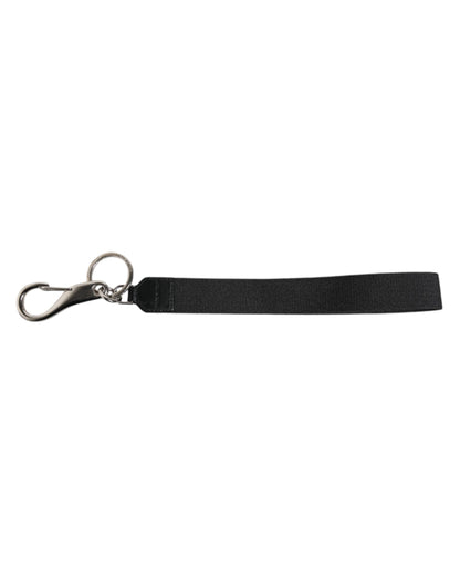 Dolce & Gabbana Black Nylon Logo DG Crown Men's Holder Keychain Keyring