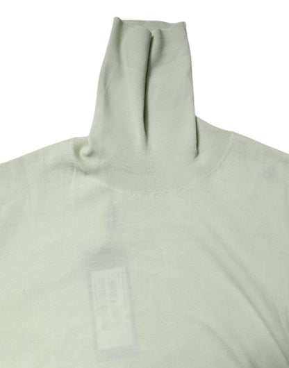 Dolce & Gabbana Light Green Wool Turtleneck Pullover Sweater