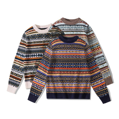 British Retro Crew Neck Pullover Sweater