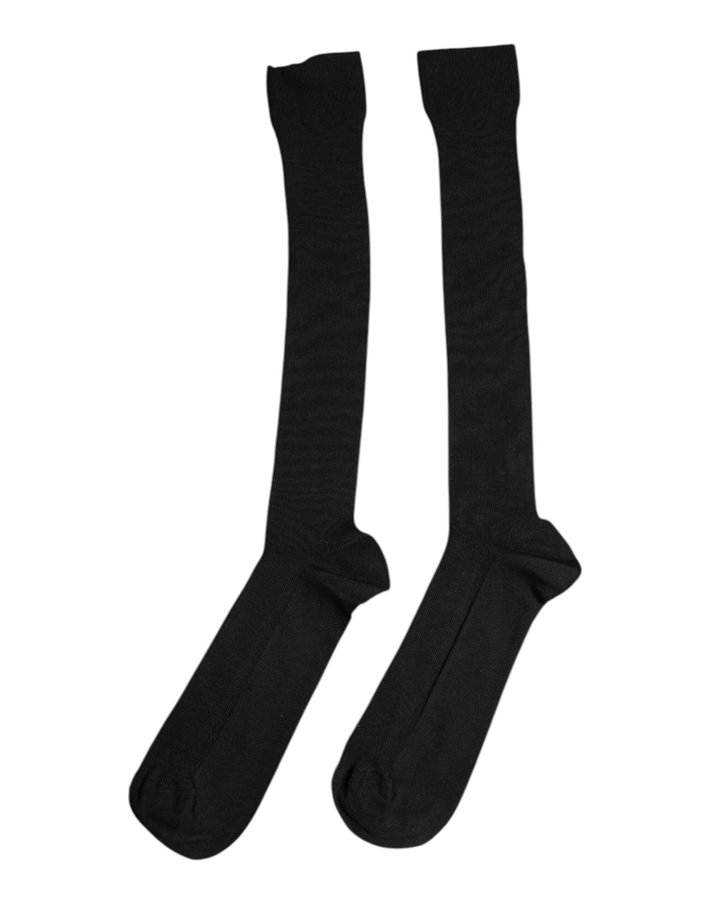 Dolce & Gabbana Black Viscose Logo Over The Calf Socks