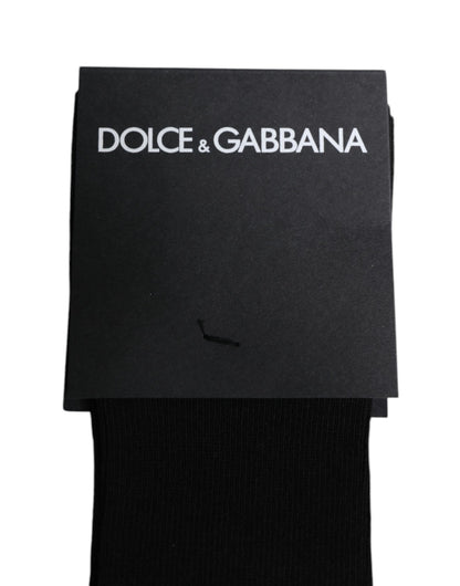 Dolce & Gabbana Black Viscose Logo Over The Calf Socks