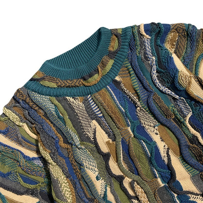 Heavy Industry Bitter Gourd Pattern Jacquard Three-dimensional Wave Retro Pullover Sweater Men