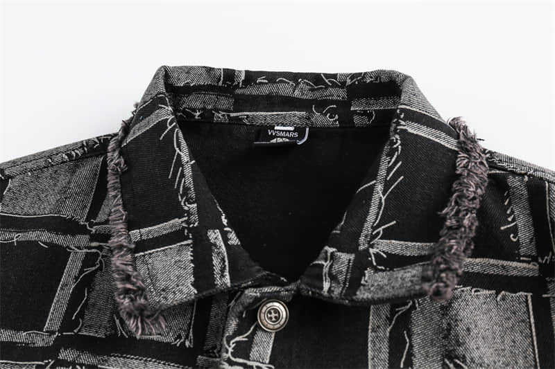 Plaid Denim Coat Top Jacket