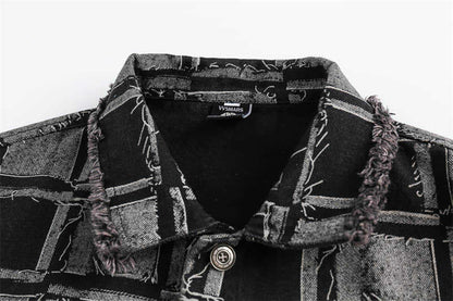 Plaid Denim Coat Top Jacket