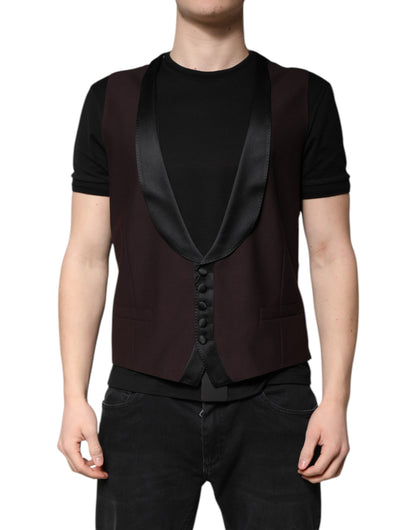 Dolce & Gabbana Maroon Wool Waistcoat Dress Formal Vest