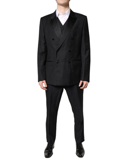 Dolce & Gabbana Black Double Breasted Formal 3 Piece Suit