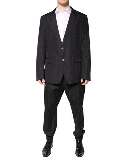 Dolce & Gabbana Black Cotton Single Breasted 2 Piece Suit