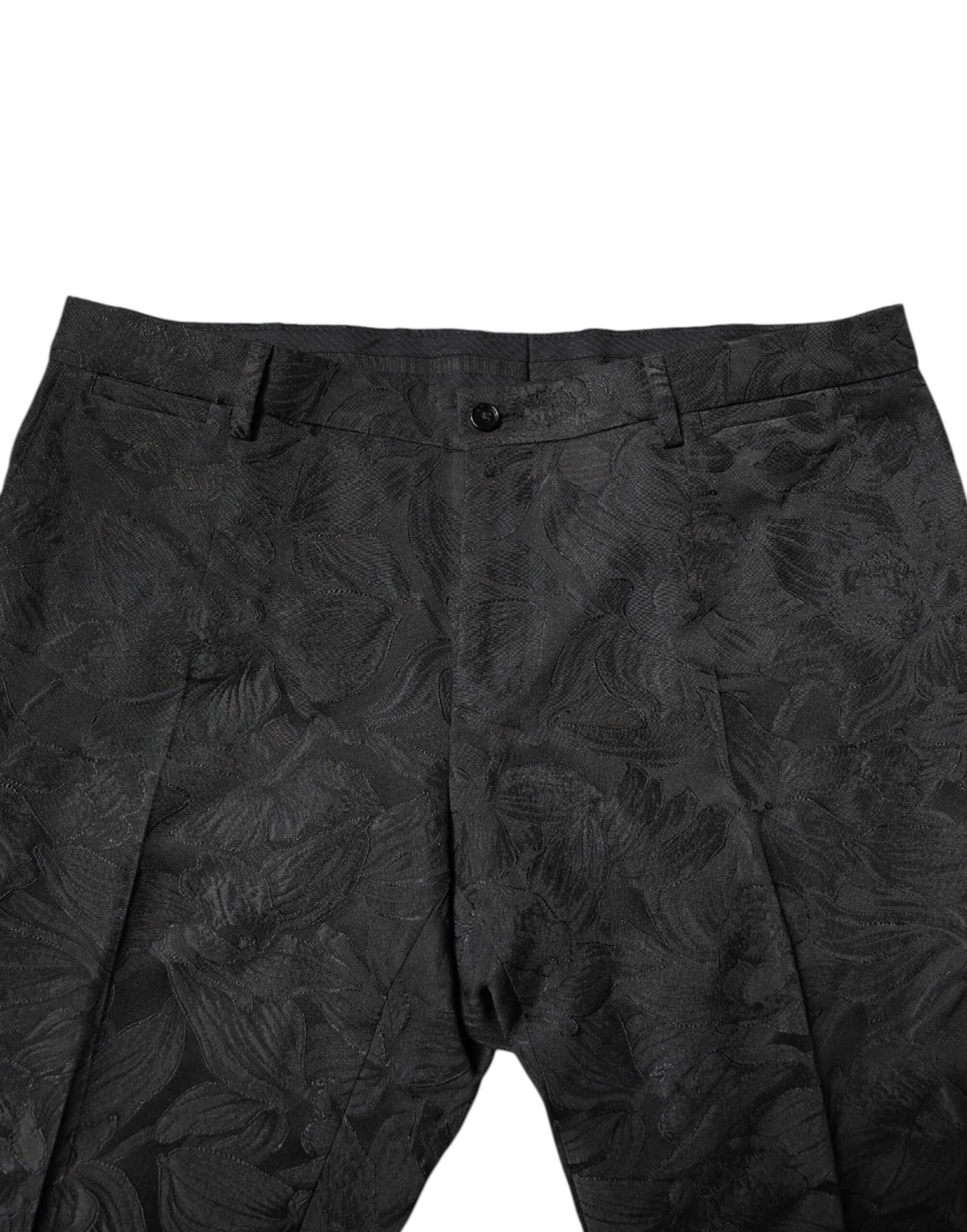 Dolce & Gabbana Black Polyester Floral Jacquard 2 Piece Suit