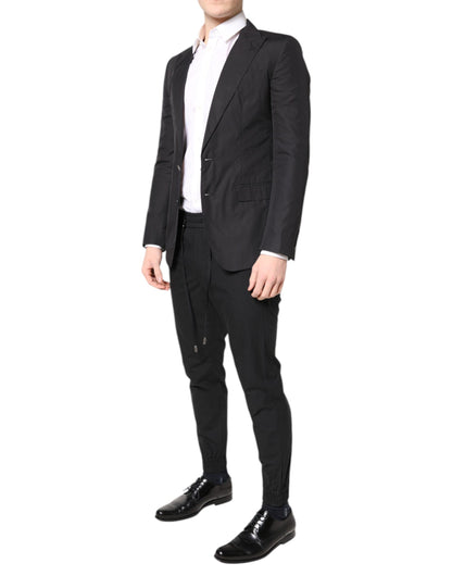 Dolce & Gabbana Black Cotton TAORMINA Formal 2 Piece Suit