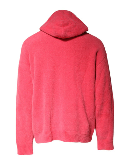 Dolce & Gabbana Red Cotton Knit Hooded Men Pullover Sweater