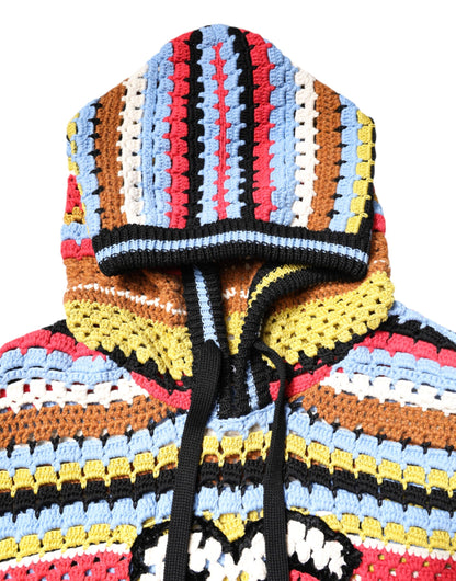 Dolce & Gabbana Multicolor Cotton Hooded Pullover Sweater