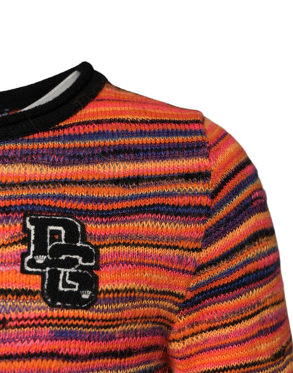 Dolce & Gabbana Multicolor Wool DGLogo Knit Pullover Sweater