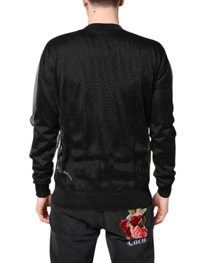 Dolce & Gabbana Black Logo Knitted Crewneck Pullover Sweater