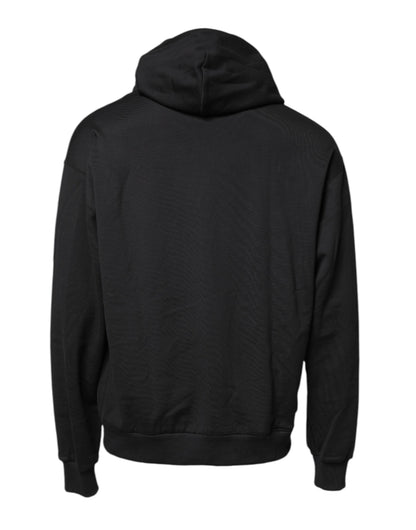 Dolce & Gabbana Black Embroidery Hooded Sweatshirt Sweater