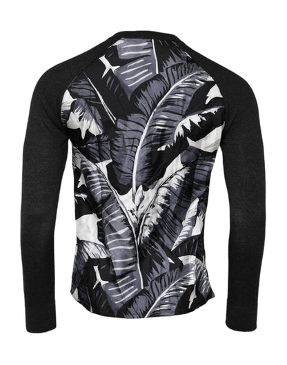 Dolce & Gabbana Black Printed Knitted Men Pullover Sweater
