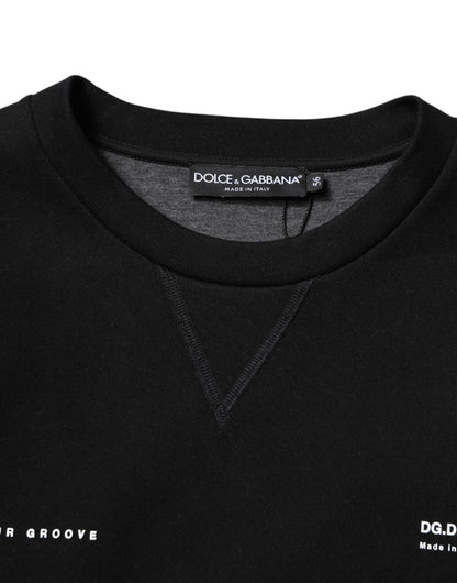 Dolce & Gabbana Black Cotton Logo Knitted Pullover Sweater